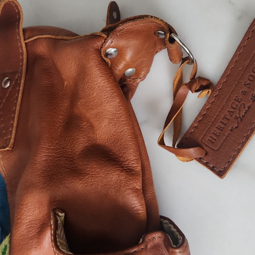 Nena & Co. Brown Leather Bag with Colorful Embroidery - Picture 6 of 12